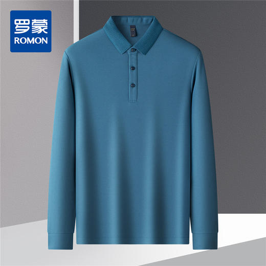 【福利款】罗蒙春秋男士仿丝光polo衫男长袖t恤男商务男polo衫长袖 商品图3