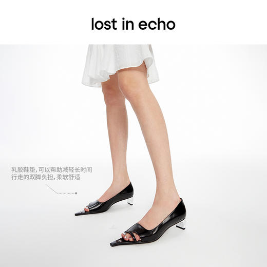 lost in echo2024春季新款设计师品牌尖头镂空露趾低跟浅口单鞋女 商品图4