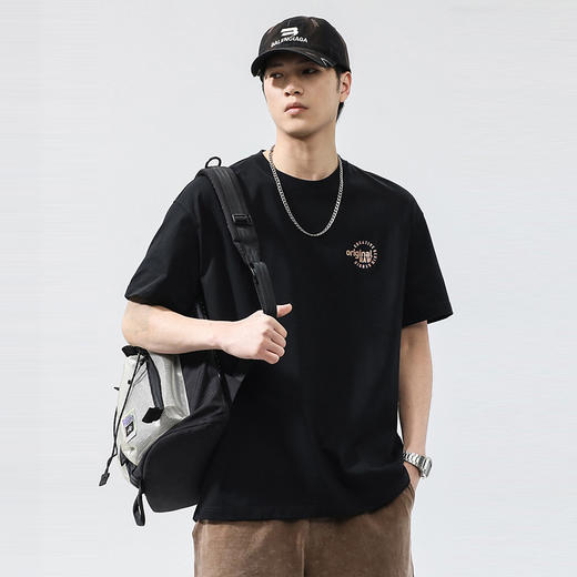 【Q】【新款DQ】大依优型大码短袖T恤圆领胸前印花加肥加大男士大号弹力透气舒适半袖夏装潮款 商品图1