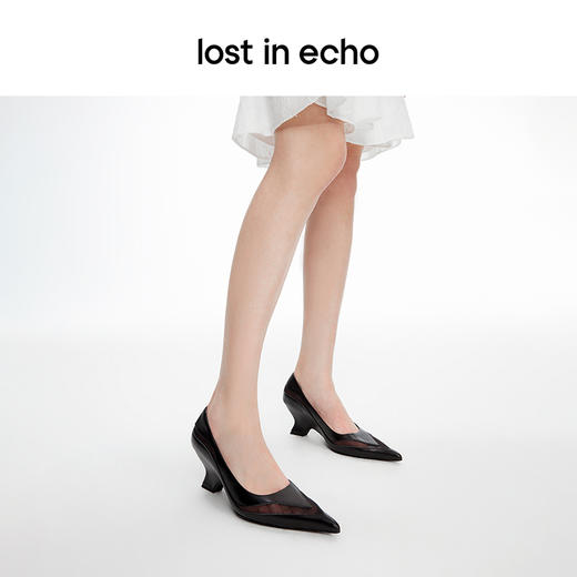 lost in echo2024春季新款设计师品牌尖头割线条拼接异形跟单鞋女 商品图3