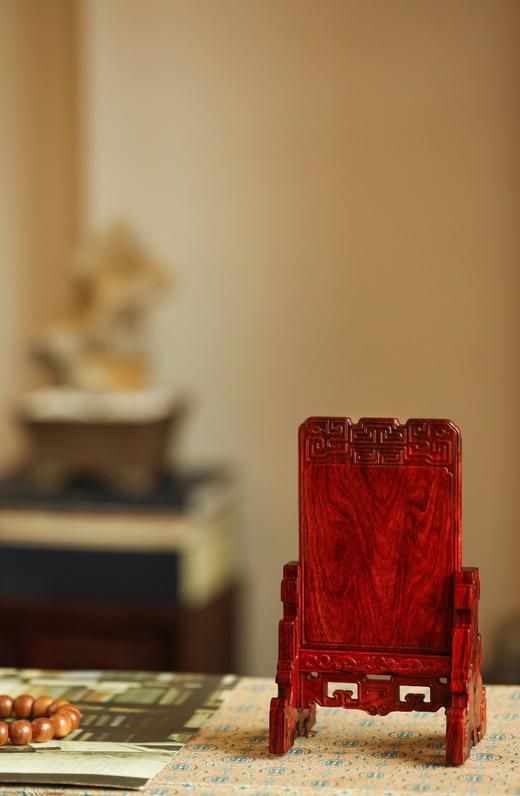 【青山特惠】小叶紫檀 螭龙纹插屏 摆件（屏心可定制字画）b1 商品图5