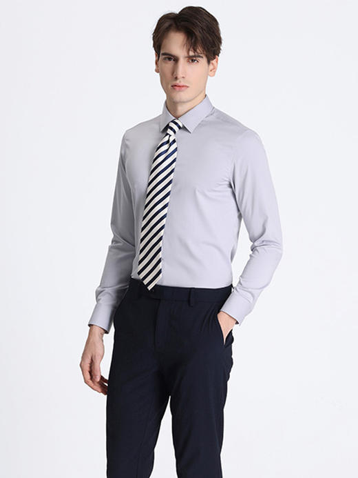 callisto灰色弹力混纺长袖衬衫 STSTL072C 商品图1