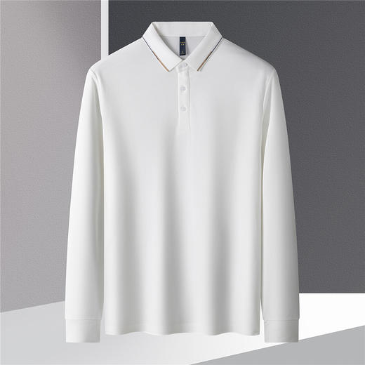【提花领】罗蒙春秋男士仿丝光polo衫男长袖t恤男商务男士polo衫长袖 商品图5