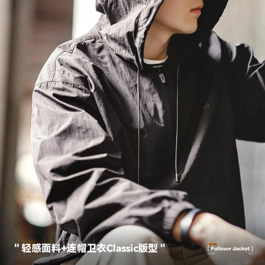 工装优选山系户外半拉链连帽夹克卫衣运动风宽松休闲套头外套男春 商品图3