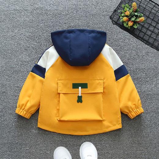 儿童外套2024春男女童撞色冲锋衣大口袋工装宝宝韩系连帽衫休闲外衣 商品图4