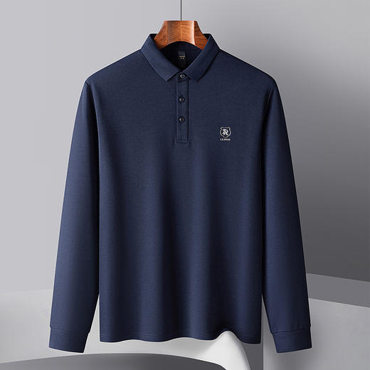 【双面含桑蚕丝】罗蒙春秋男士商务polo衫男长袖t恤男春秋男士polo衫 商品图7
