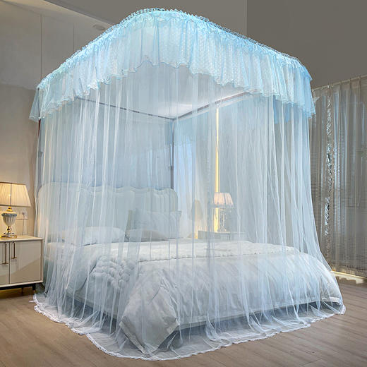 自然醒A类U型导轨蚊帐加密加厚滑轮轨道落地家用卧室防尘顶白色2406HH 商品图6