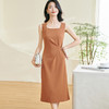 米思阳2026春季新款简约气质搭配连衣裙收腰褶皱弹力修身小黑裙背心裙0209 商品缩略图5