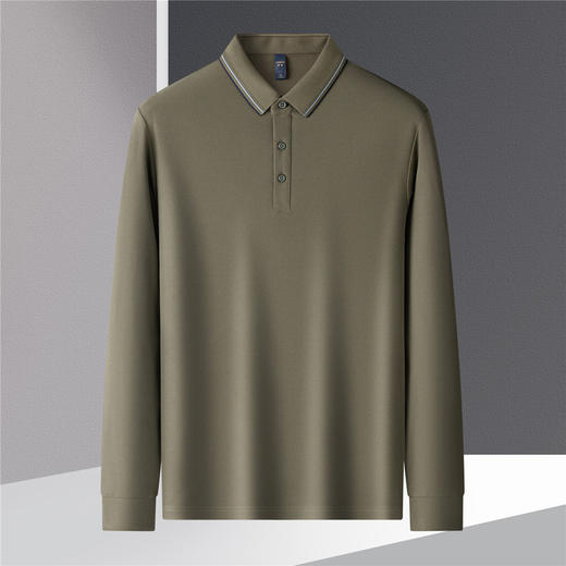 【撞色领】罗蒙春秋款男士仿丝光polo衫男长袖t恤男商务男士polo衫长袖 商品图7