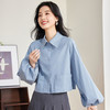 TZF-春装衬衫女短款新款设计感小众洋气灯笼袖衬衣宽松显瘦上衣 商品缩略图0