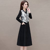 修身时尚，春款中长款印花长袖内搭打底裙通勤假两件连衣裙QYM-KSY-XYY09-L 商品缩略图1