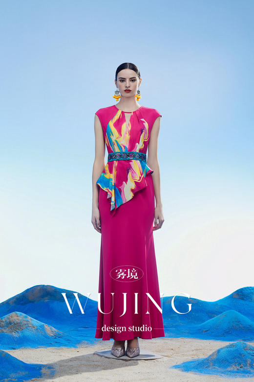 3204092 丹霞染绫 韩国进口水晶乔其纱进口斜纹织锦缎连衣裙 雾境 商品图1