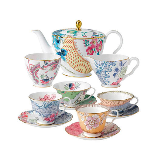 WEDGWOOD玮致活花间舞蝶壶奶糖三件套+四杯四碟 商品图0