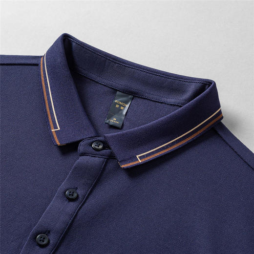 【撞色领】罗蒙春秋男士仿丝光polo衫男长袖t恤男商务男士polo衫长袖 商品图7