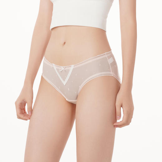 都市丽人基础系列蕾丝网布内裤女锦提花女士内裤低腰三角内裤LK43C4 商品图2