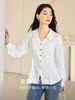 【1件67折】联系客服有福利】熙世界通勤气质白色V领衬衫2025秋季新款收腰显瘦长袖别致上衣 商品缩略图1