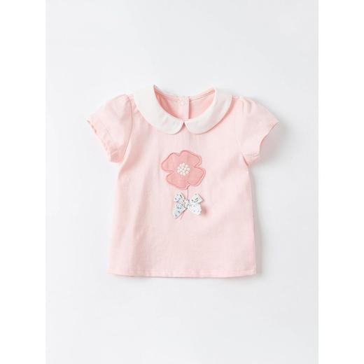 【棉针织，柔软透气！】女童短袖T恤夏季新款韩版中小童，夏装女宝宝娃娃领打底衫儿童上衣，贴合宝宝娇嫩肌肤，舒适触感贴心守护宝宝成长!-lm 商品图1