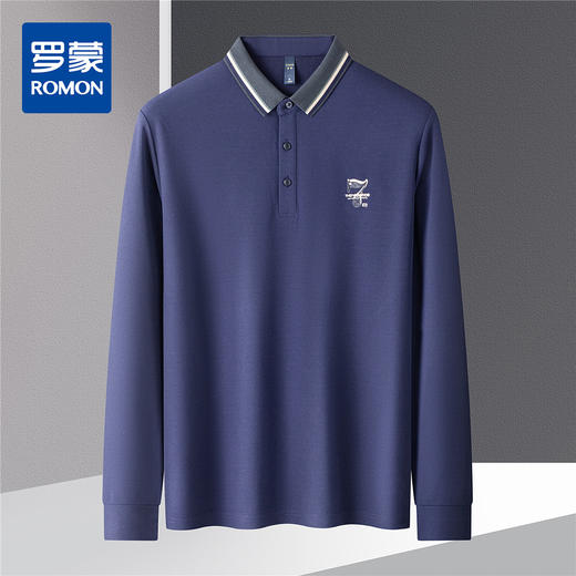 14LP3701114LP37011【绣花胸标】罗蒙春秋男士仿丝光polo衫男长袖t恤男商务男士polo衫 商品图0