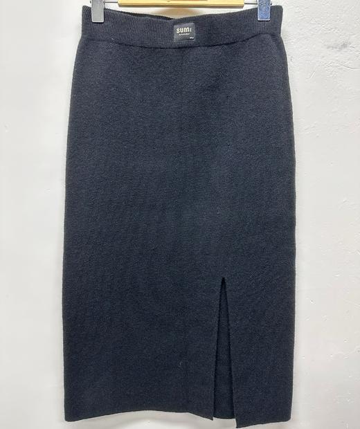 103WS黑色膝下开叉毛织半裙31009（黑） 冬季 303094032105 商品图0