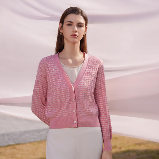 【短款V领针织开衫】24年春夏新品女士短款针织小外套 商品图2