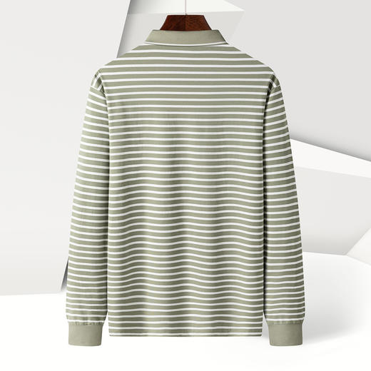 【桑蚕丝混纺】罗蒙男士春秋款撞色条纹polo衫男长袖t恤男士polo衫 商品图5