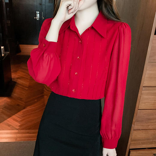 时尚宽松遮肚显瘦烫钻衬衫AYL1892 商品图3