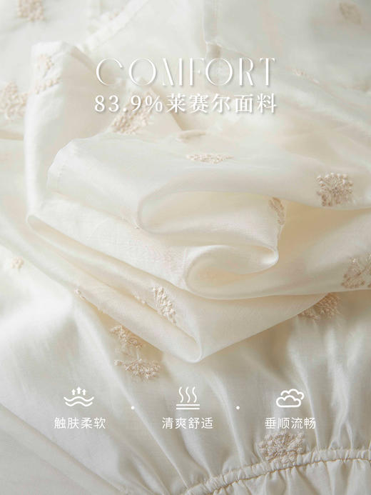 【年终特卖】熙世界七分灯笼袖天丝衬衫2025秋夏新款刺绣木耳边别致绝美小衫 商品图3