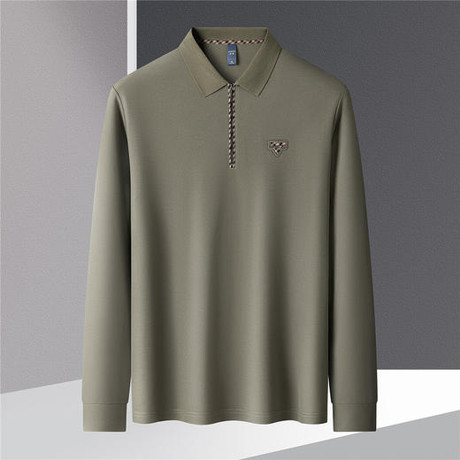 【高周波胸标】罗蒙春秋男士仿丝光polo衫男长袖t恤男商务男士polo衫 商品图5