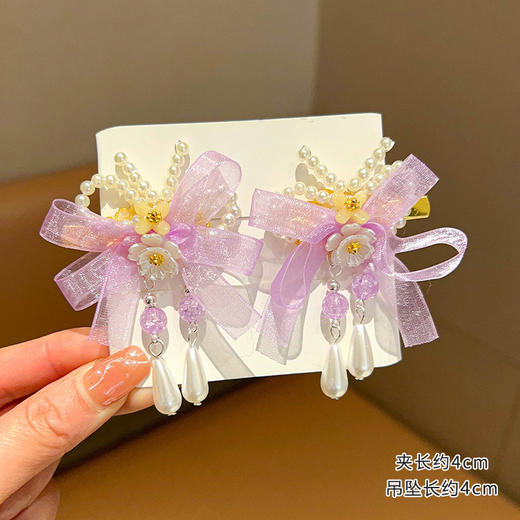 【儿童古风蝴蝶飘带发夹】唐装汉服宝宝 超仙发饰 女孩中国风流苏侧边夹 商品图5