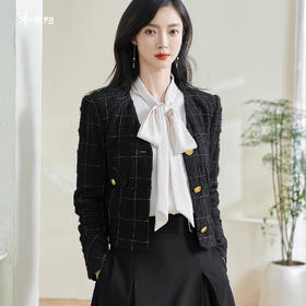 剩XXL 米思阳2025秋季新款小香风轻奢重工短外套宽松弹力搭配上衣女0362