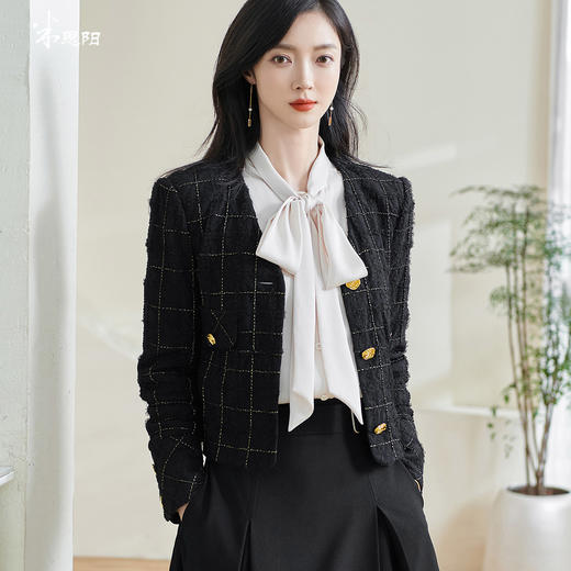 剩XXL 米思阳2025秋季新款小香风轻奢重工短外套宽松弹力搭配上衣女0362 商品图0