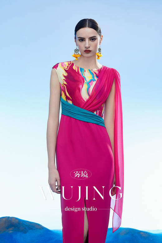 3204095 丹霞染绫 韩国进口水晶乔其纱进口斜纹织锦缎连衣裙 雾境 商品图1