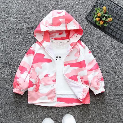女童冲锋衣2024春装新款男童外套春秋款女宝宝迷彩连帽洋气外衣 商品图2