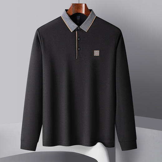 14LP3717114LP37171【双面含桑蚕丝】罗蒙男士绣花polo衫男长袖t恤男春秋男士polo衫 商品图2