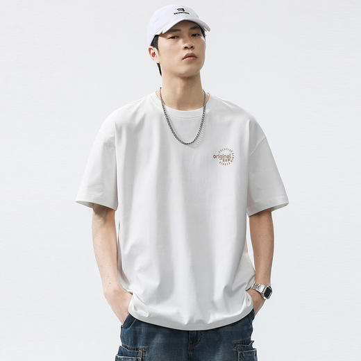 【Q】【新款DQ】大依优型大码短袖T恤圆领胸前印花加肥加大男士大号弹力透气舒适半袖夏装潮款 商品图0