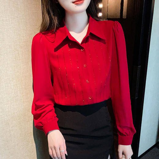 时尚宽松遮肚显瘦烫钻衬衫AYL1892 商品图1