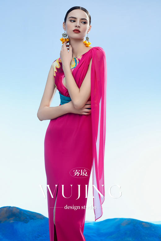 3204095 丹霞染绫 韩国进口水晶乔其纱进口斜纹织锦缎连衣裙 雾境 商品图4