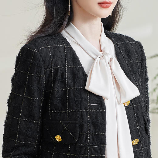 剩XXL 米思阳2025秋季新款小香风轻奢重工短外套宽松弹力搭配上衣女0362 商品图4