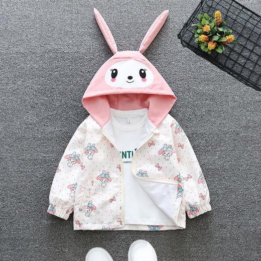 儿童卡通兔外套春秋新款女童洋气上衣男宝连帽风衣休闲夹克萌宝装 商品图3