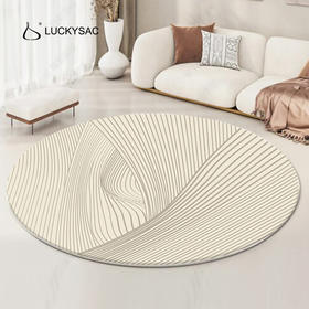 luckysac仿羊绒几何图案地毯简约圆形地毯卧室客厅床边茶几地垫