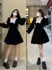 春夏新款【在逃公主复古丝绒小黑裙】大码胖mm显瘦 小个子减龄 蝴蝶结连衣裙 商品缩略图2