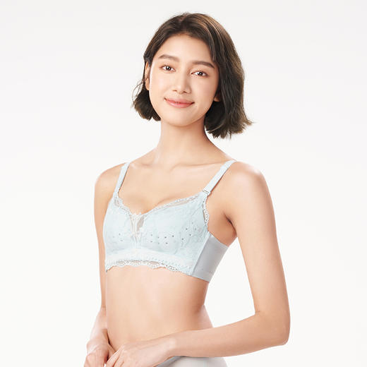 都市丽人凉感小凉风内衣女蕾丝文胸AB杯适穿3/4杯薄款树脂胶圈三排扣LB42B2 商品图2