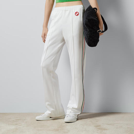 GUCCI 古驰 女士饰织带平纹针织休闲裤 白色 746827 XJFVJ 9088 商品图1