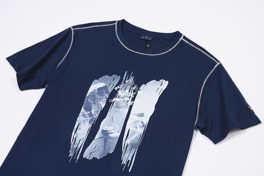鲨鱼 山脉与鲨鱼印花 纯棉 圆领短袖T恤 PSS159 商品图5