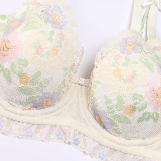 都市丽人自然舒适内衣女蕾丝文胸B杯适穿3/4杯超薄款速干软钢圈三排扣LB43C1 商品图5