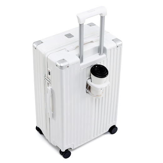 积分免费兑：DULA高颜值带杯架多功能行李箱男女拉杆箱旅行箱密码箱子皓月白24英寸 商品图9