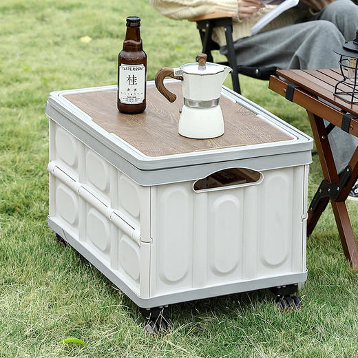 【汽车车载后备箱 收纳箱户外露营置物箱】折叠野营 整理木盖野餐储物箱 商品图1