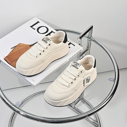 2024经典鲨春季新款时尚厚底溶解带标小白鞋KW160-D17121 商品图2