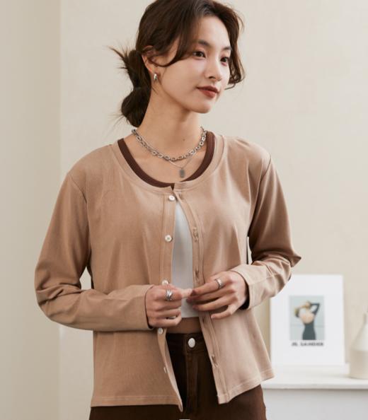 春秋新款重磅V领打底衫女透气百搭外套时尚针织衫上衣宽松 商品图0