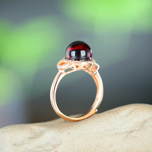 S925银镶血珀锆石点缀温润雅致轻奢百搭四件套HBL 商品图1